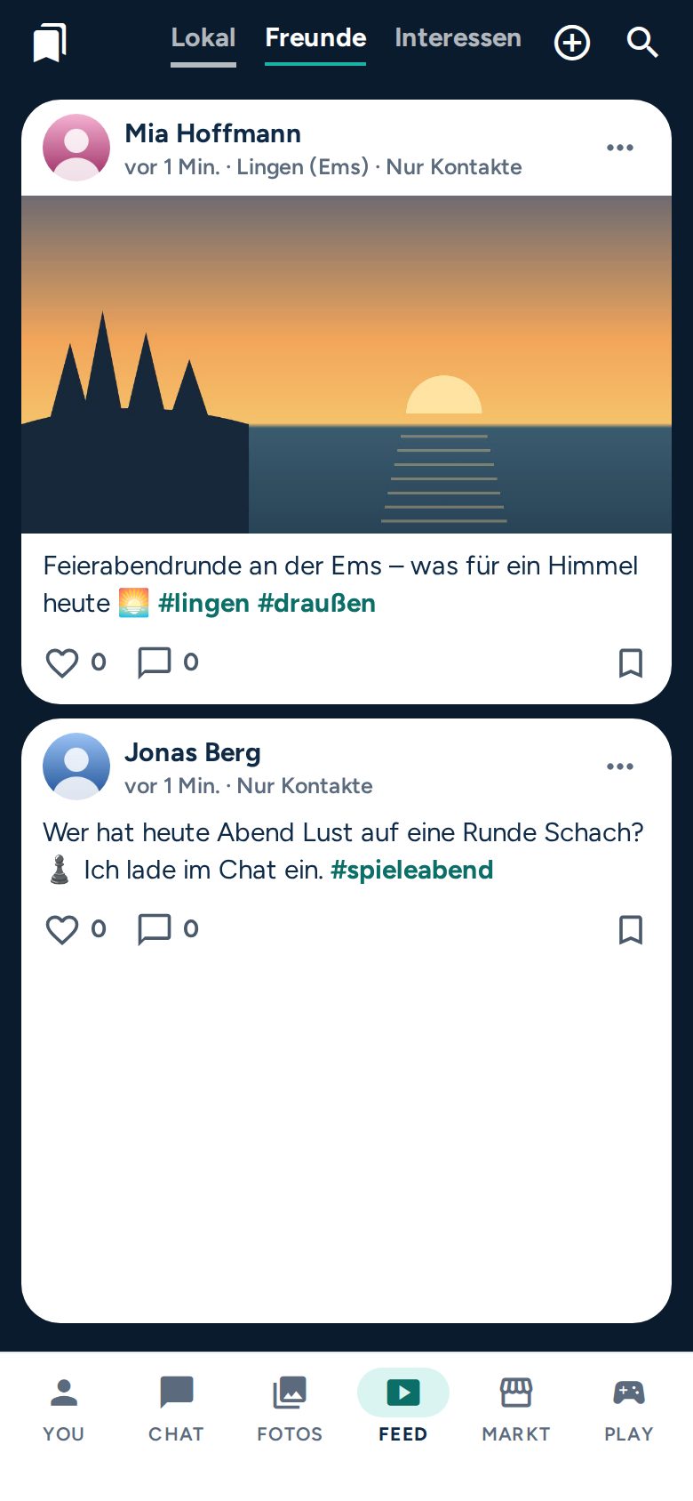 Feed mit Beiträgen von Freunden